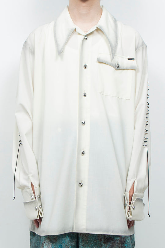 Shadow Effected Stitch Shirt White