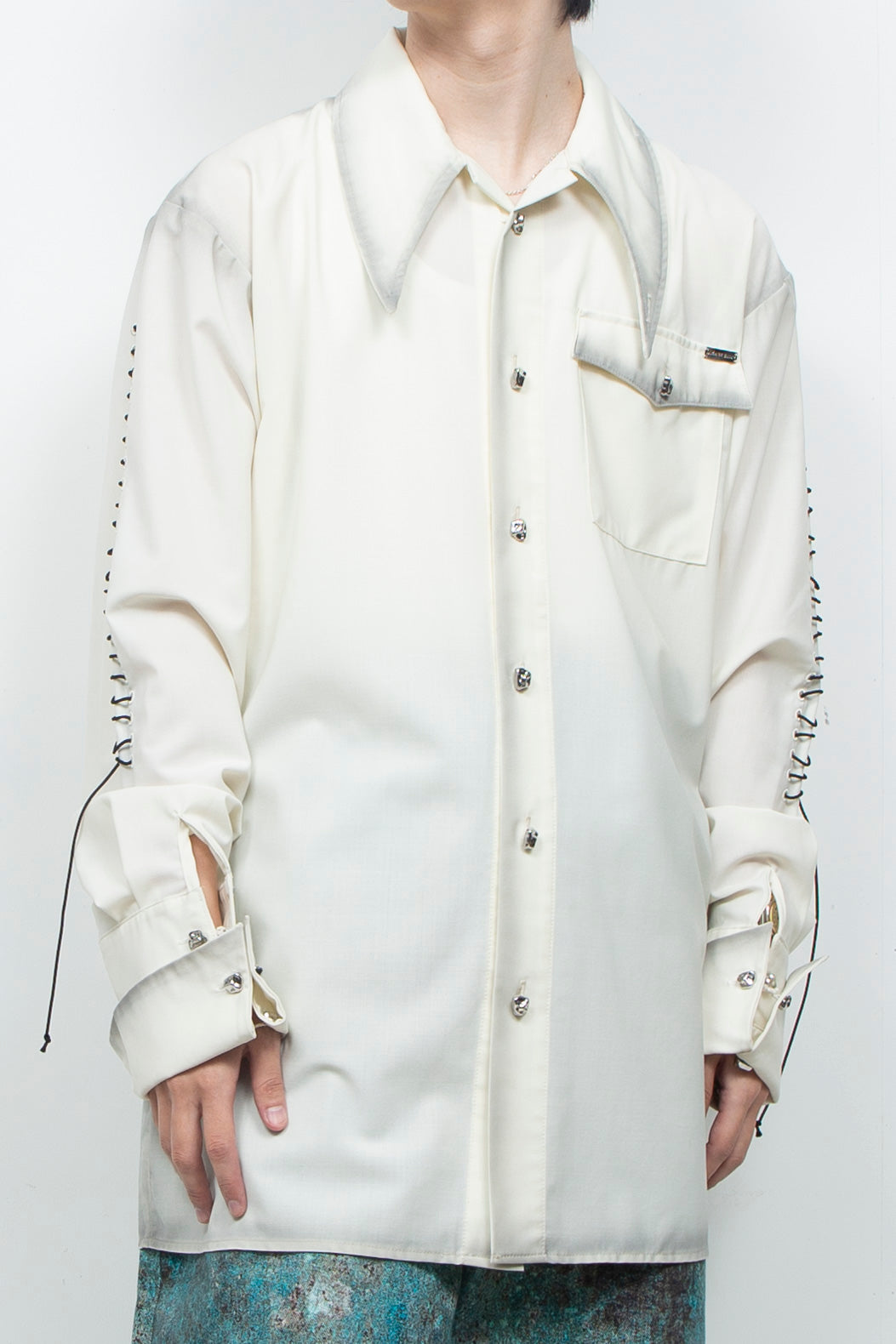 Shadow Effected Stitch Shirt White