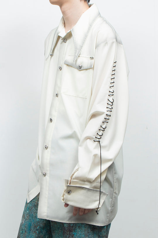 Shadow Effected Stitch Shirt White