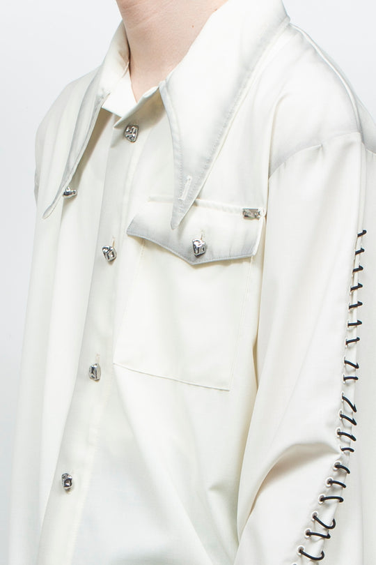 Shadow Effected Stitch Shirt White