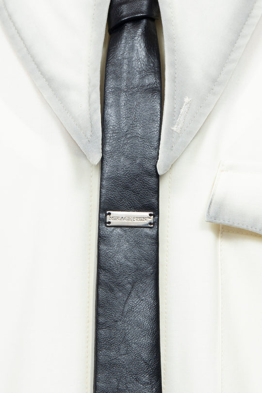 Vegan Leather Diagram Tie Black