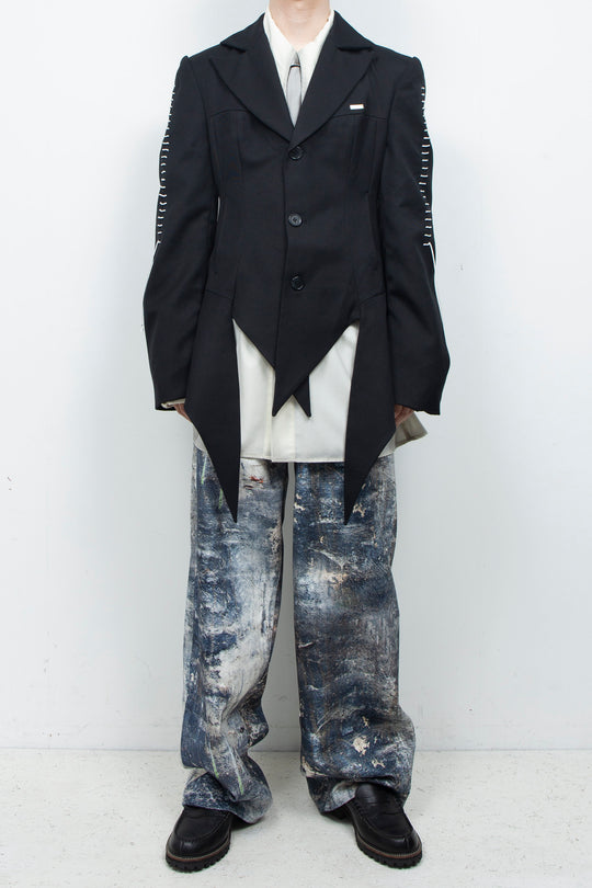 Peaked Flare Layered Jacket BLACK