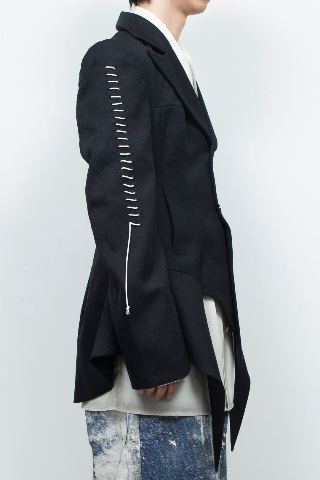 Peaked Flare Layered Jacket BLACK