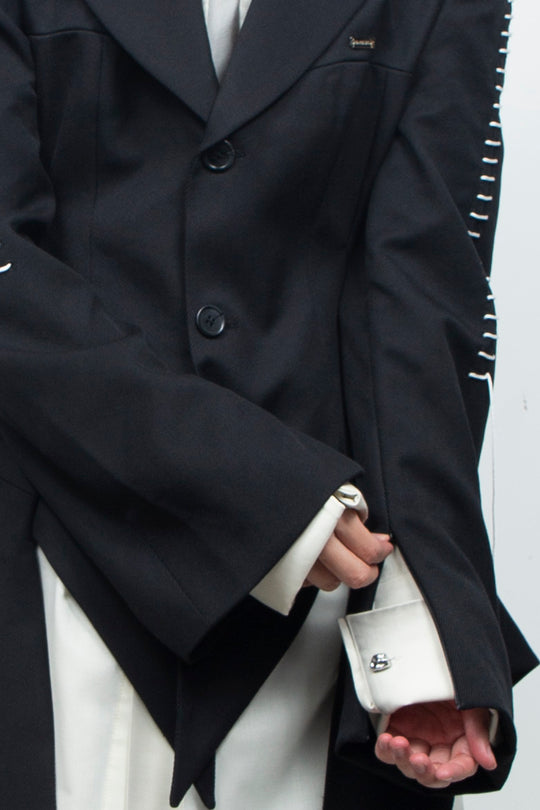 Peaked Flare Layered Jacket BLACK