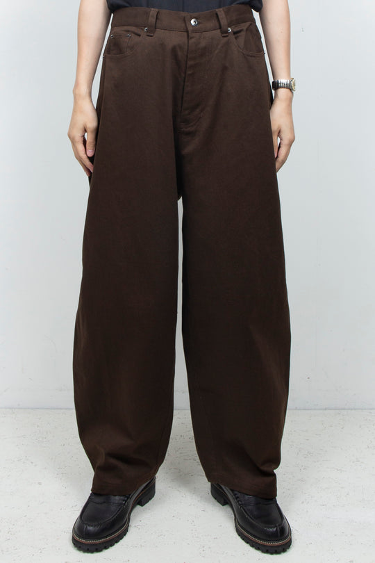 Clear Twill Crescent Wide 5-Pocket Trousers BROWN