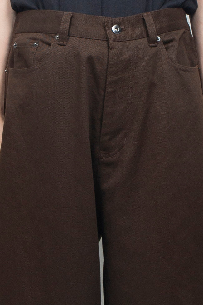 Clear Twill Crescent Wide 5-Pocket Trousers BROWN