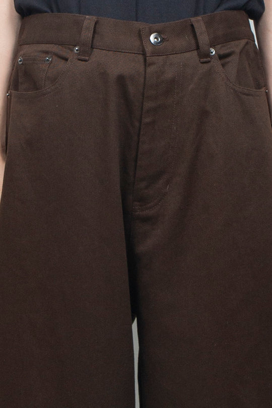 Clear Twill Crescent Wide 5-Pocket Trousers BROWN