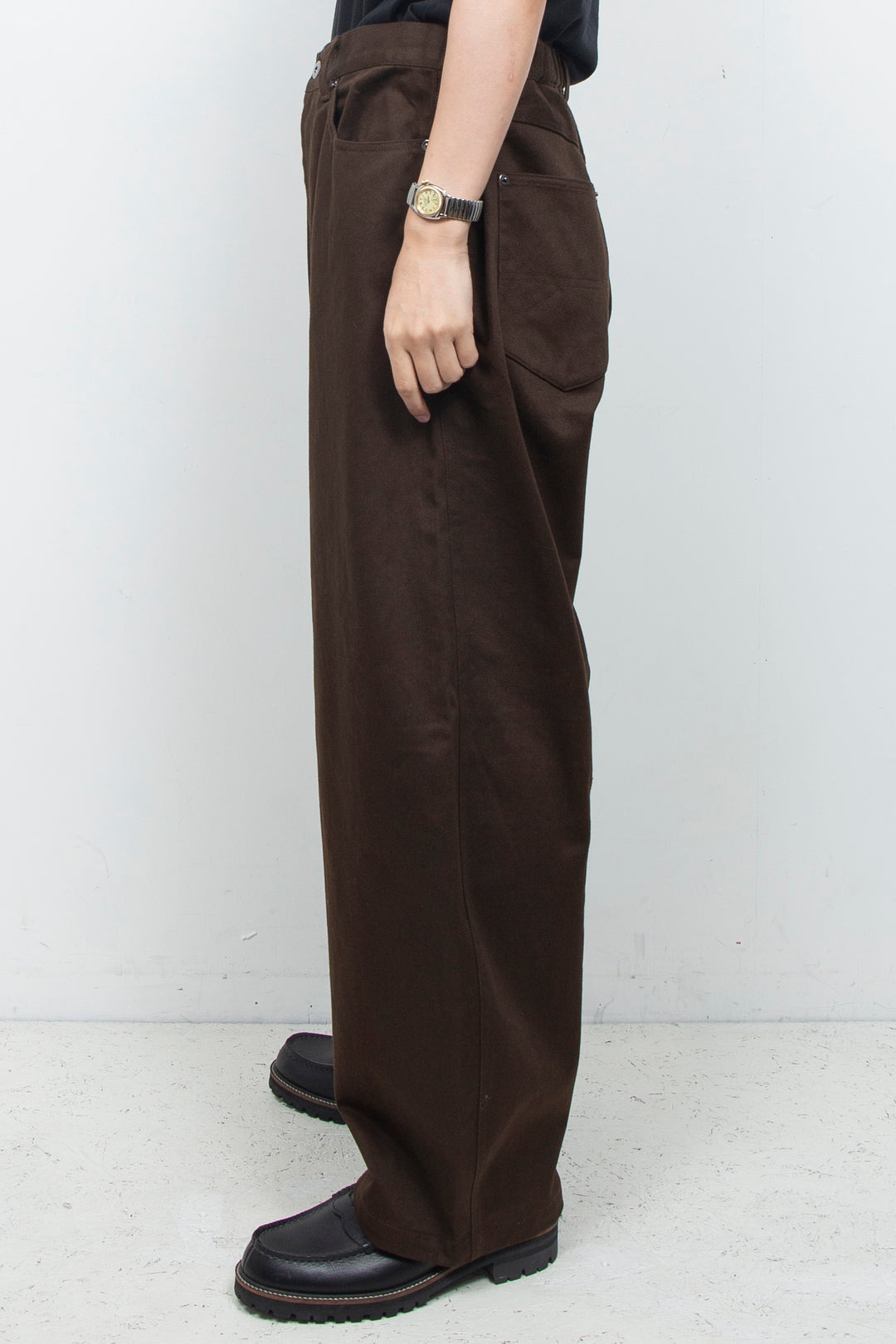 Clear Twill Crescent Wide 5-Pocket Trousers BROWN