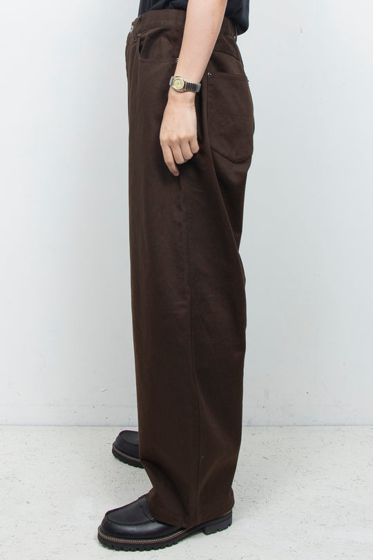 Clear Twill Crescent Wide 5-Pocket Trousers BROWN