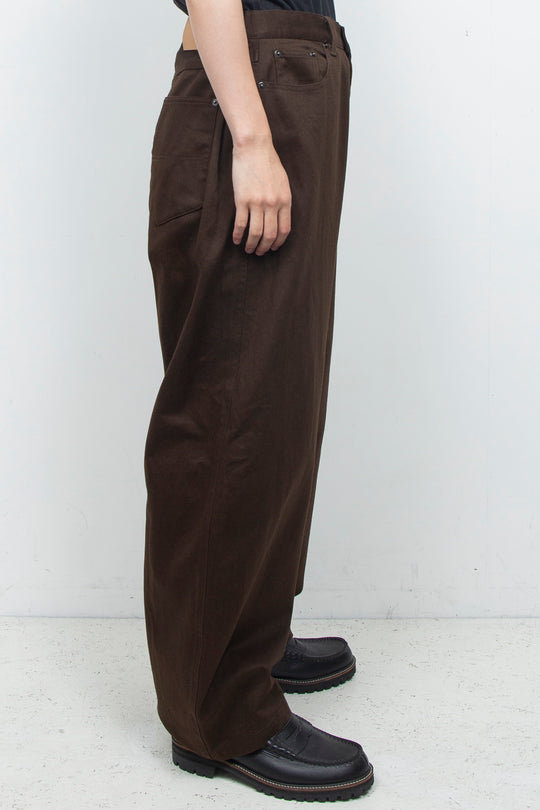 Clear Twill Crescent Wide 5-Pocket Trousers BROWN