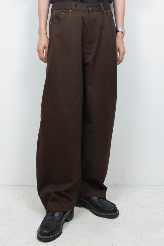 Clear Twill Crescent Wide 5-Pocket Trousers BROWN