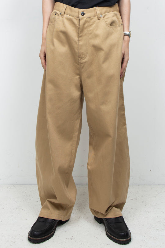 Clear Twill Crescent Wide 5-Pocket Trousers BEIGE