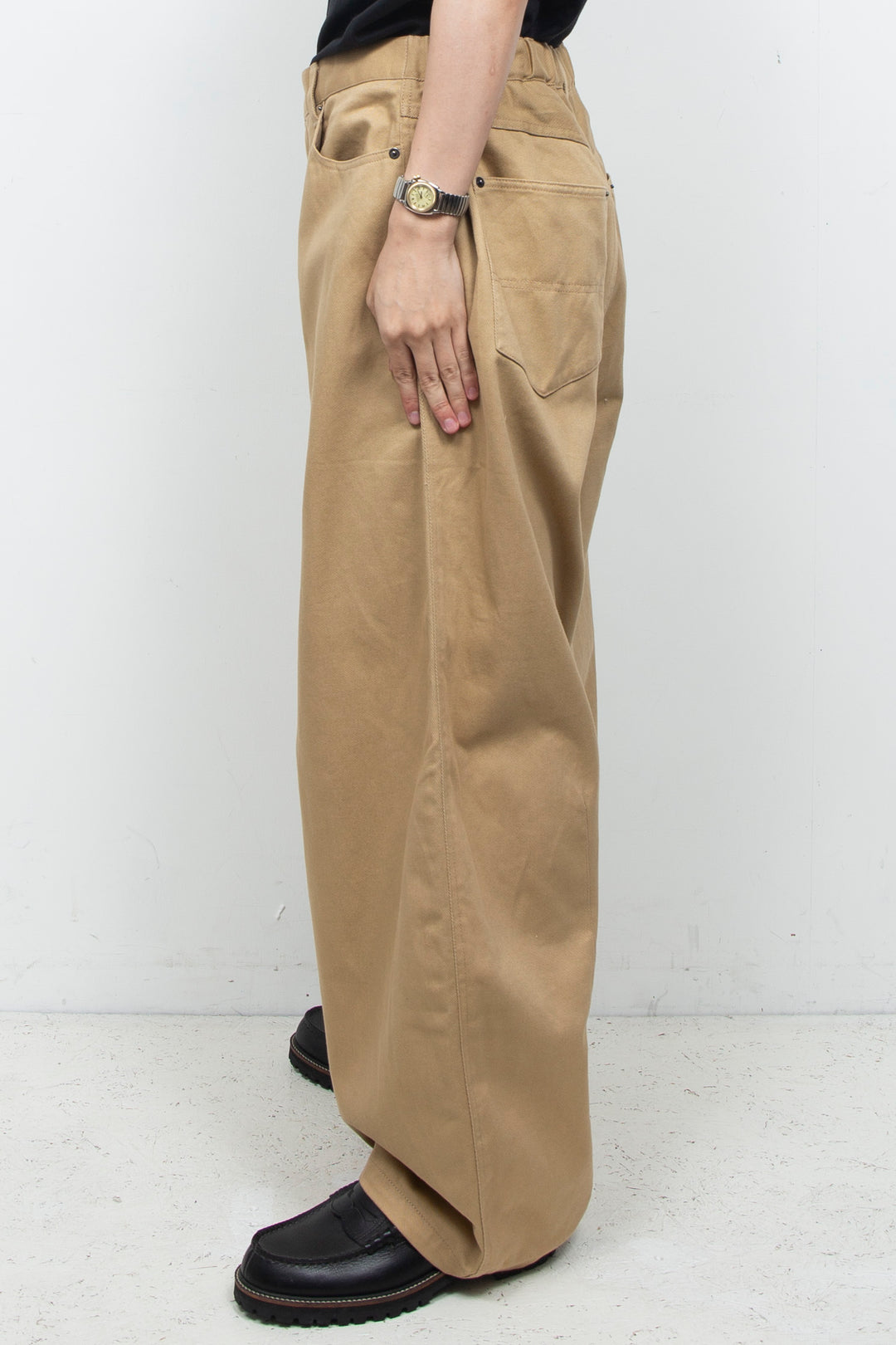 Clear Twill Crescent Wide 5-Pocket Trousers BEIGE
