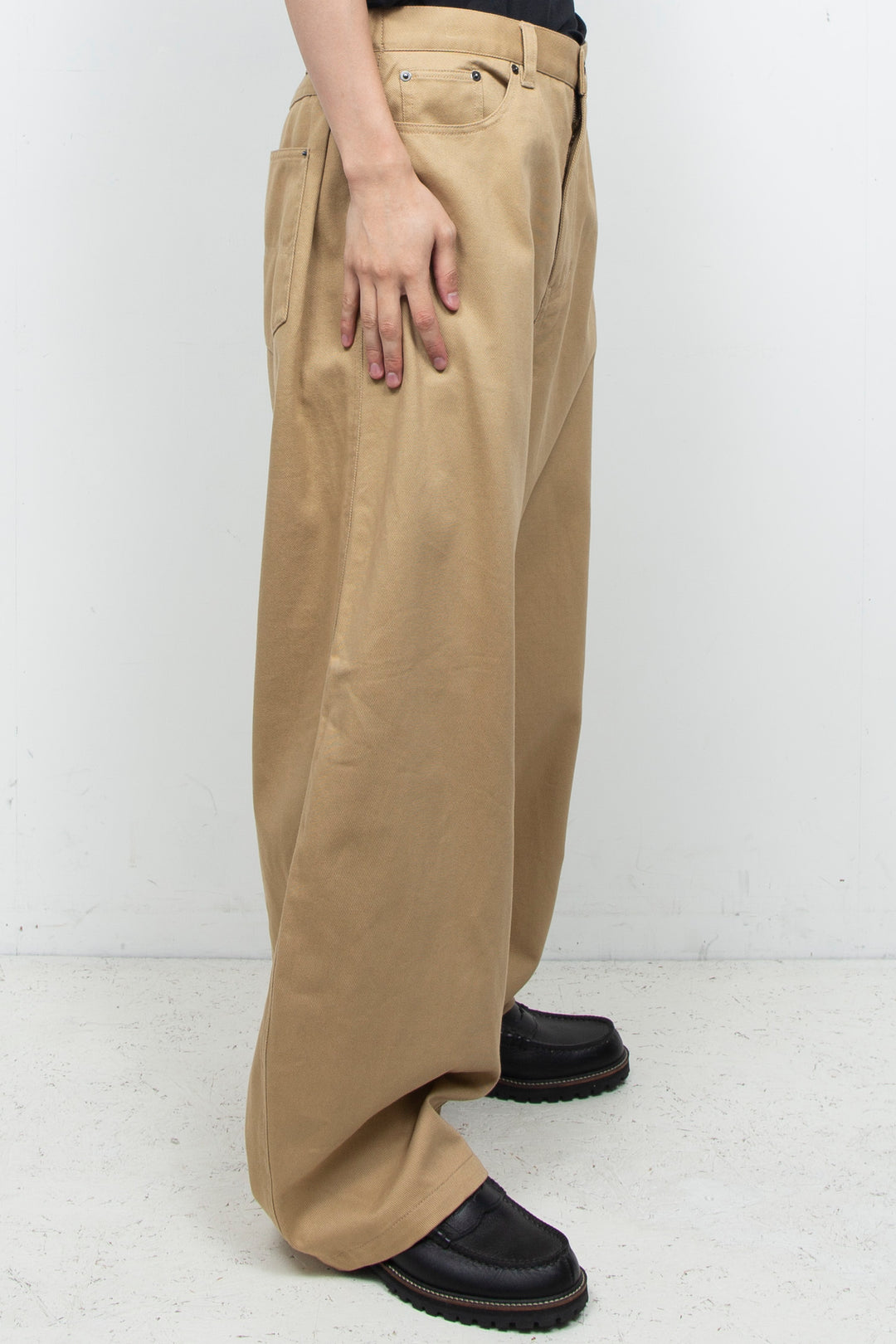 Clear Twill Crescent Wide 5-Pocket Trousers BEIGE