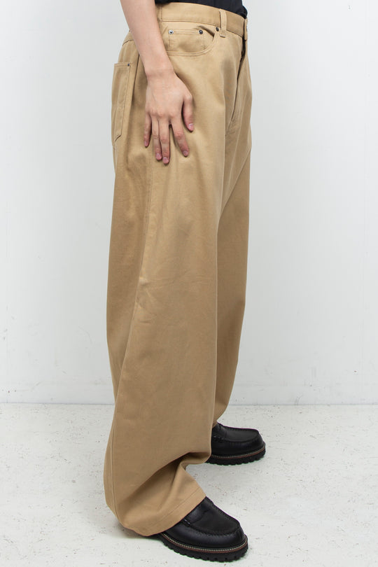 Clear Twill Crescent Wide 5-Pocket Trousers BEIGE