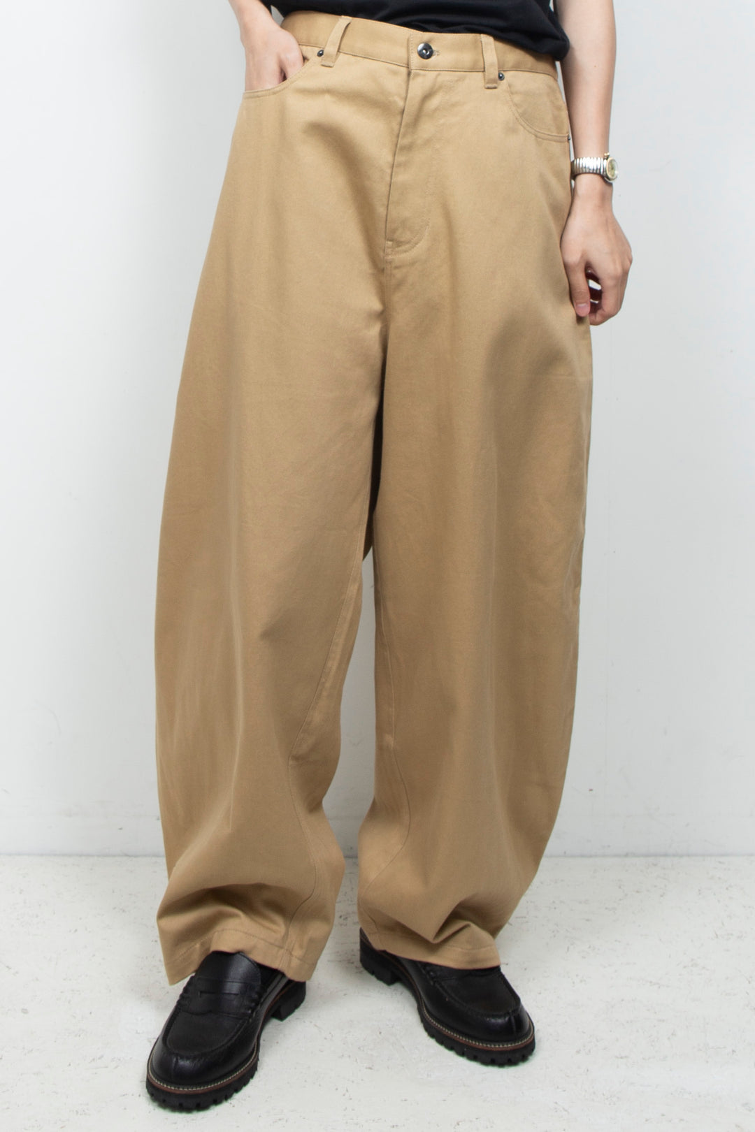 Clear Twill Crescent Wide 5-Pocket Trousers BEIGE