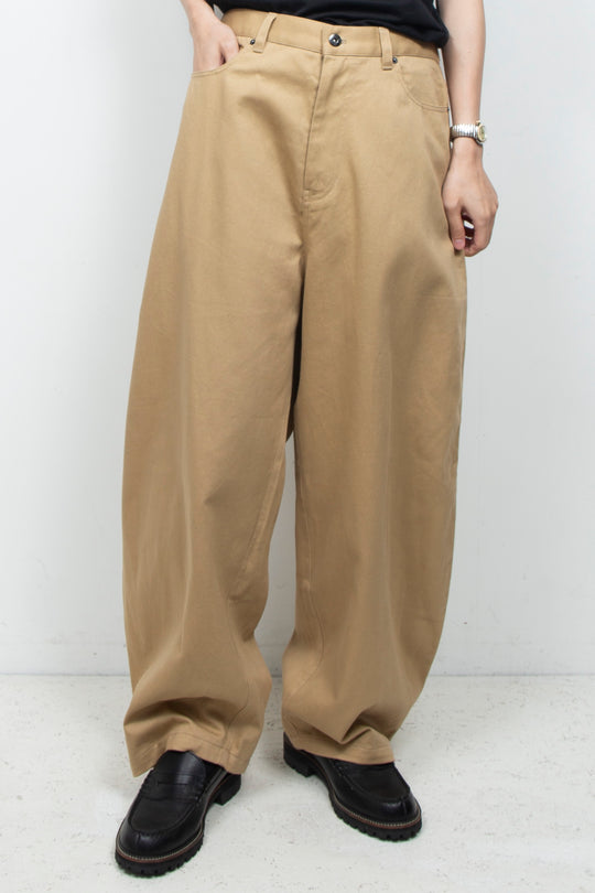 Clear Twill Crescent Wide 5-Pocket Trousers BEIGE