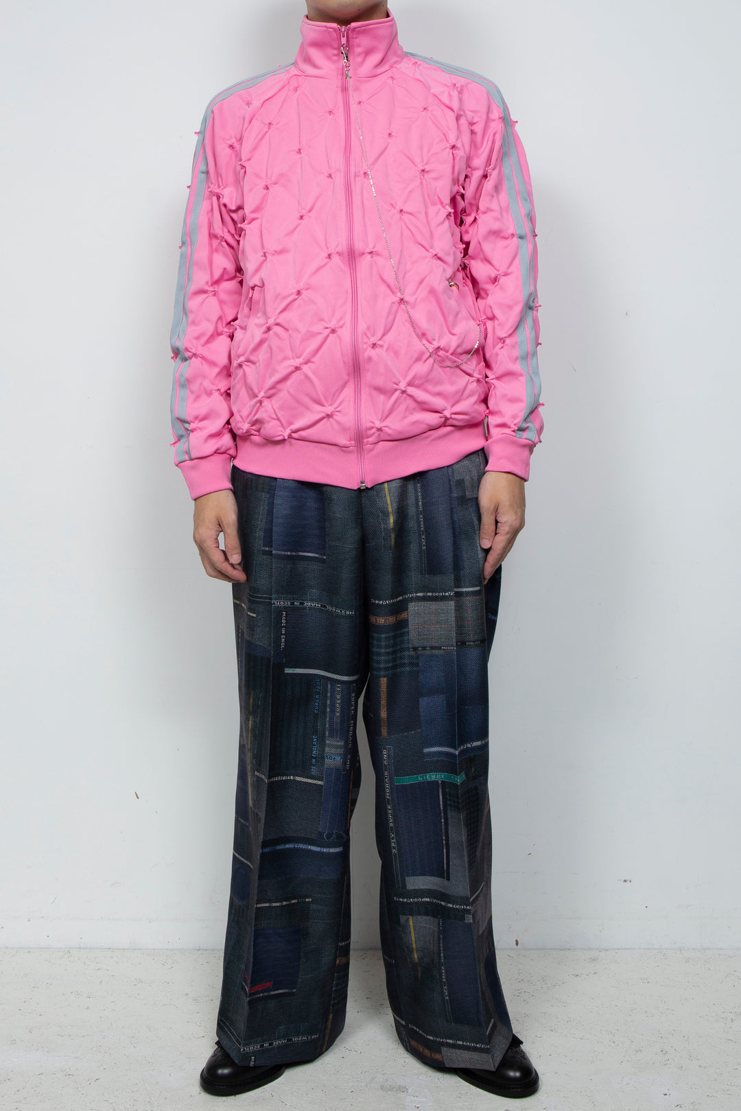 SHIBORI DISTORTION TRACK JKT W/CHARMS PINK