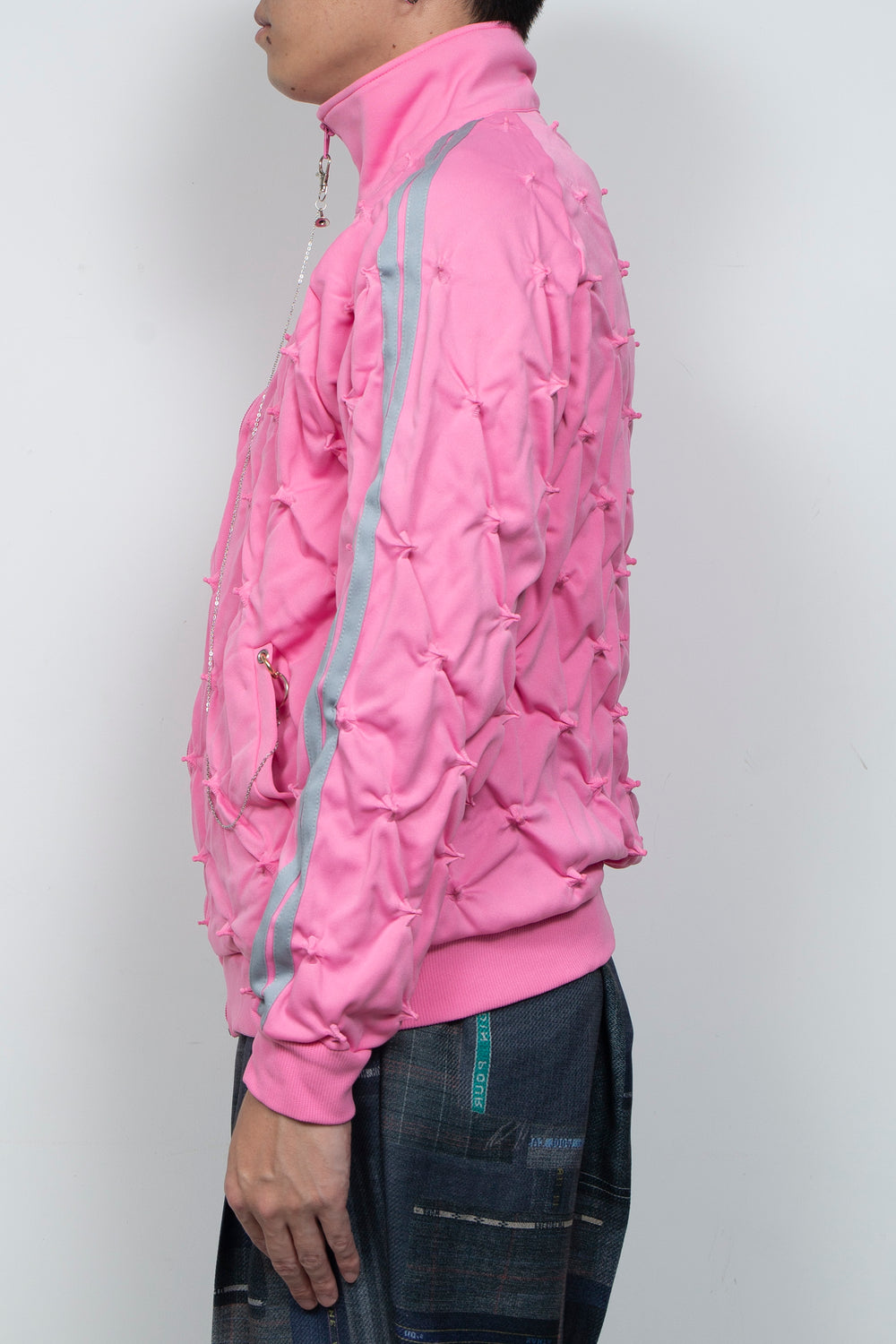 SHIBORI DISTORTION TRACK JKT W/CHARMS PINK