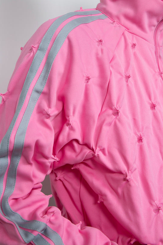 SHIBORI DISTORTION TRACK JKT W/CHARMS PINK