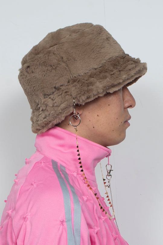 DETACHABLE JEWELRY BUCKET HAT BEIGE