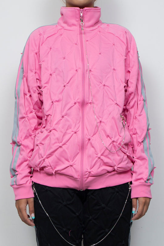 SHIBORI DISTORTION TRACK JKT W/CHARMS PINK