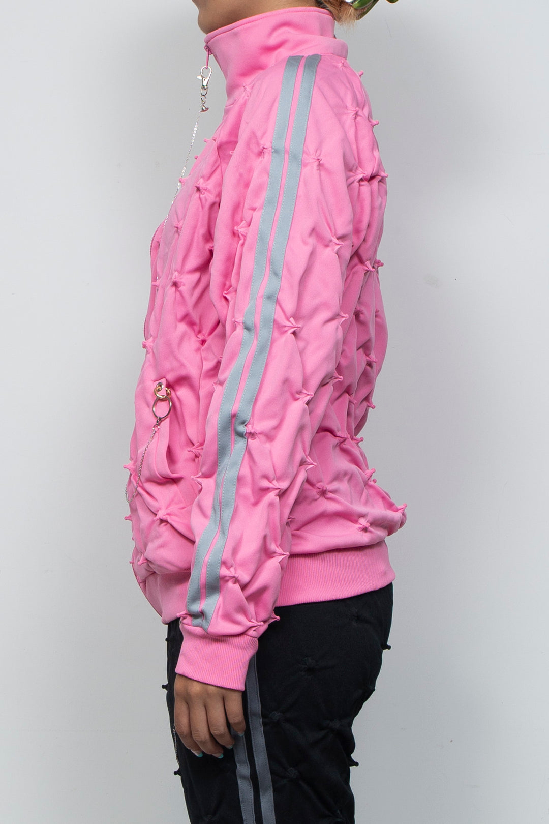 SHIBORI DISTORTION TRACK JKT W/CHARMS PINK