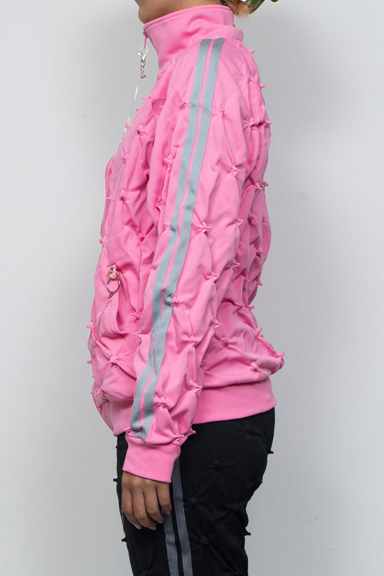 SHIBORI DISTORTION TRACK JKT W/CHARMS PINK