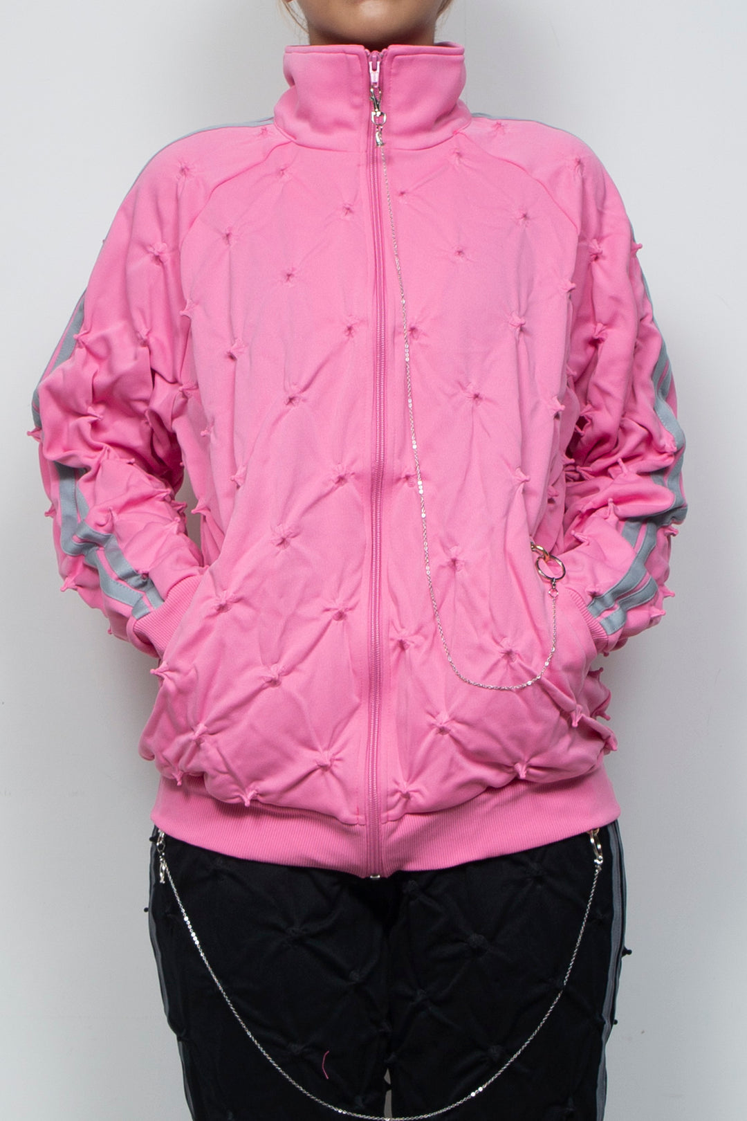 SHIBORI DISTORTION TRACK JKT W/CHARMS PINK