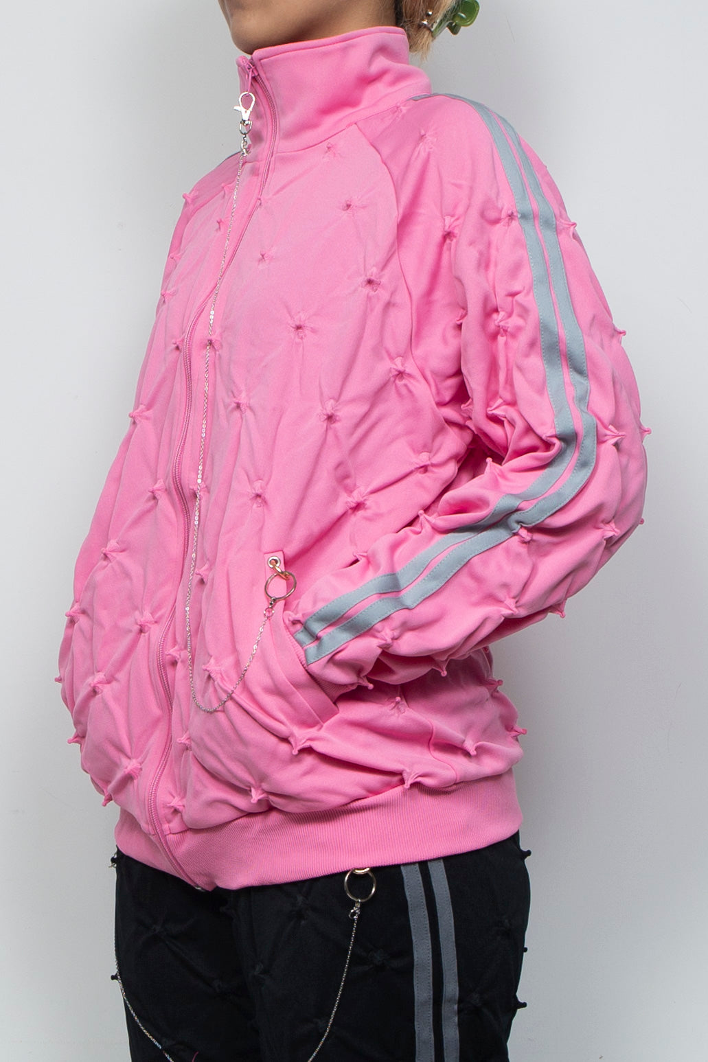 SHIBORI DISTORTION TRACK JKT W/CHARMS PINK