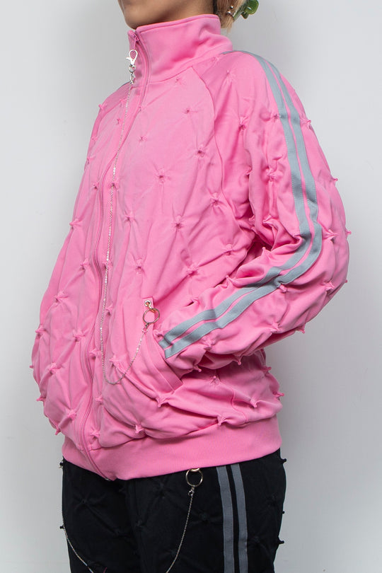 SHIBORI DISTORTION TRACK JKT W/CHARMS PINK