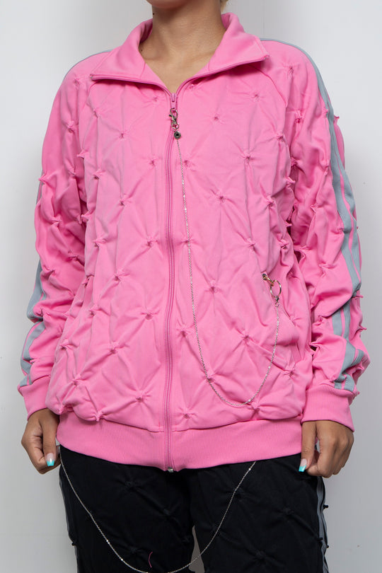 SHIBORI DISTORTION TRACK JKT W/CHARMS PINK