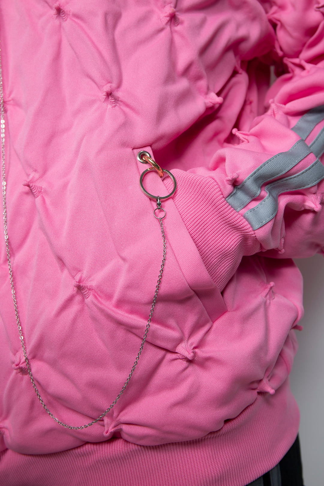 SHIBORI DISTORTION TRACK JKT W/CHARMS PINK