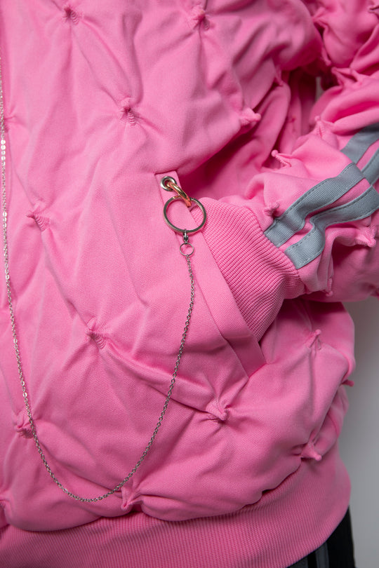 SHIBORI DISTORTION TRACK JKT W/CHARMS PINK