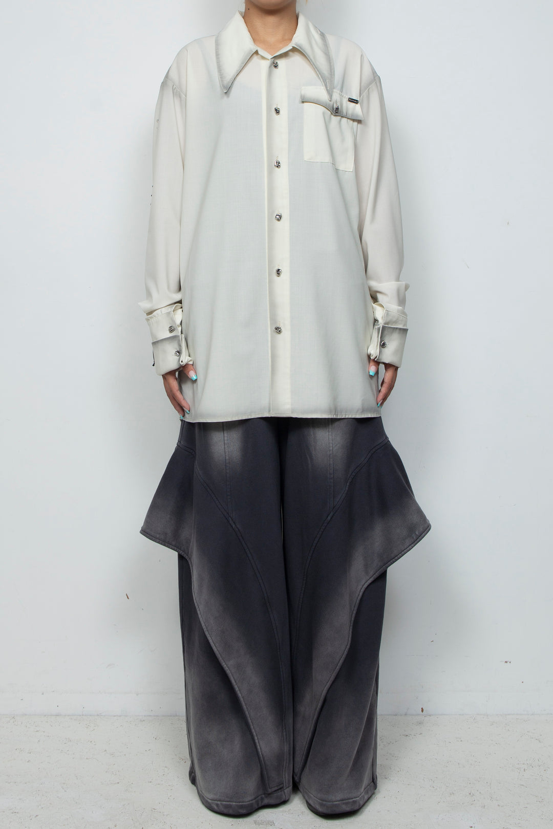 Shadow Effected Stitch Shirt White