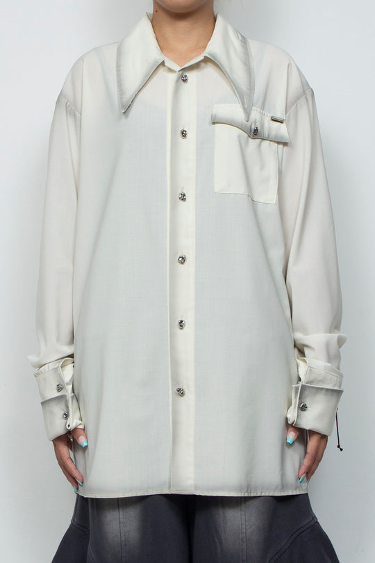 Shadow Effected Stitch Shirt White