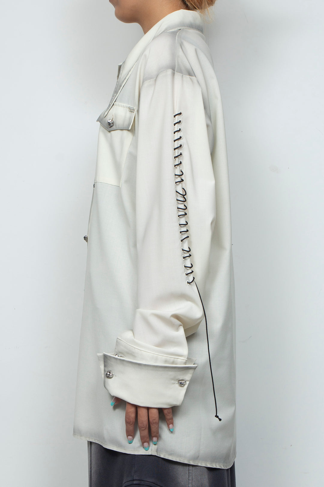 Shadow Effected Stitch Shirt White