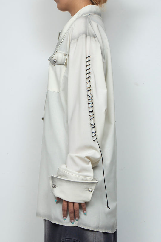 Shadow Effected Stitch Shirt White