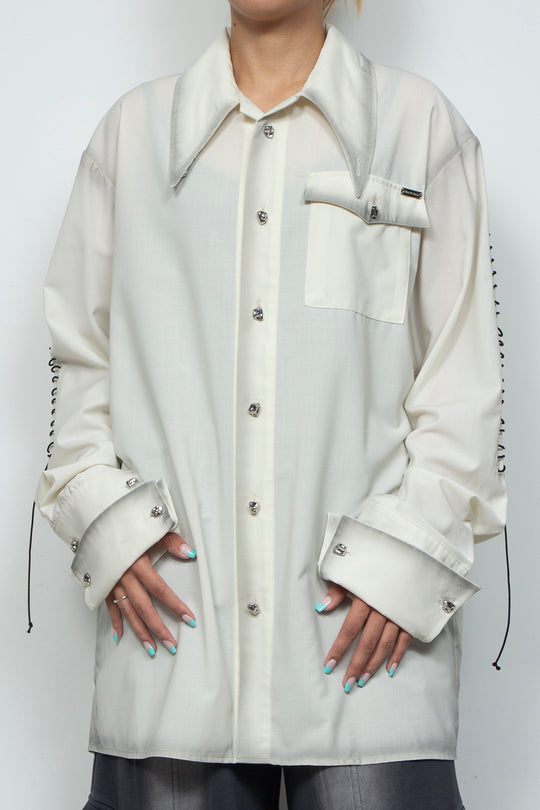 Shadow Effected Stitch Shirt White