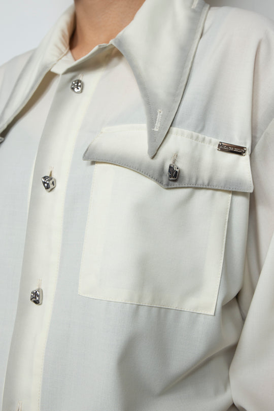 Shadow Effected Stitch Shirt White