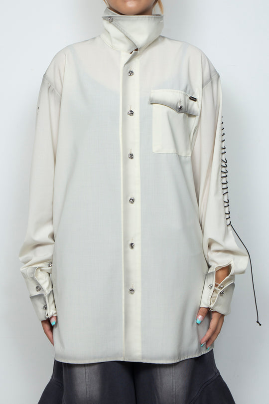 Shadow Effected Stitch Shirt White