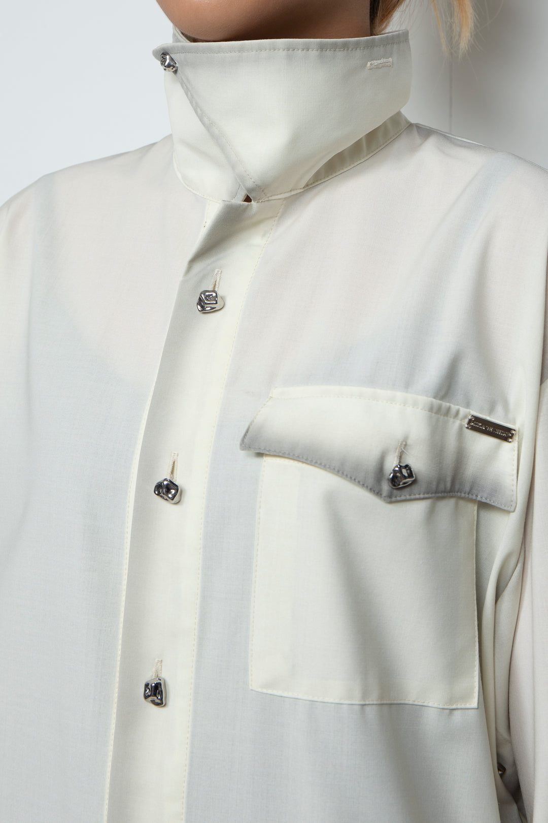 Shadow Effected Stitch Shirt White