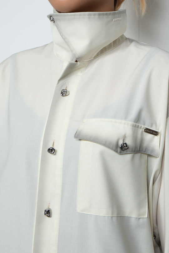 Shadow Effected Stitch Shirt White