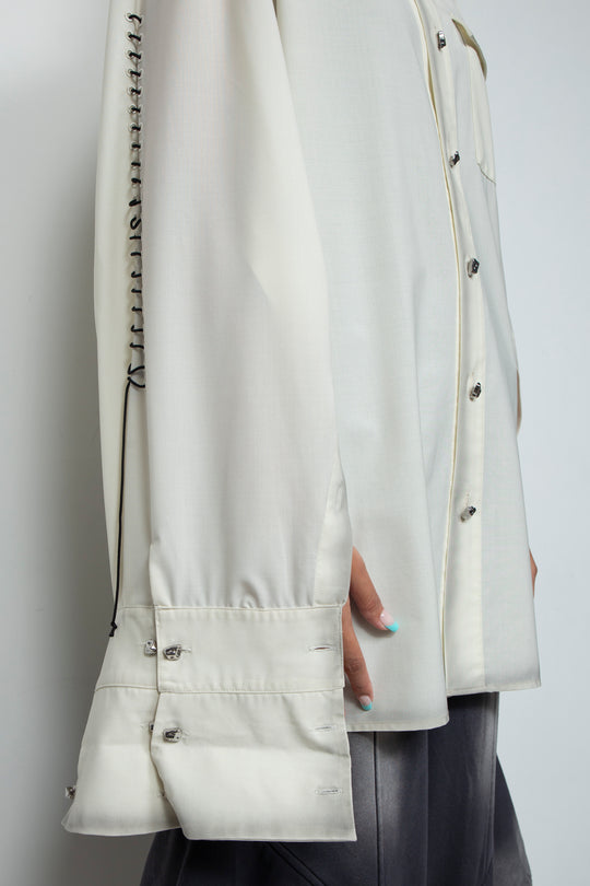 Shadow Effected Stitch Shirt White