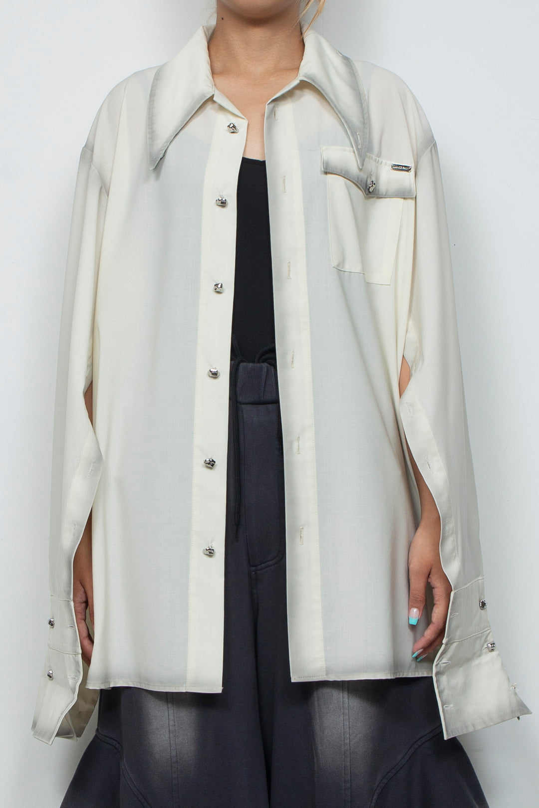 Shadow Effected Stitch Shirt White