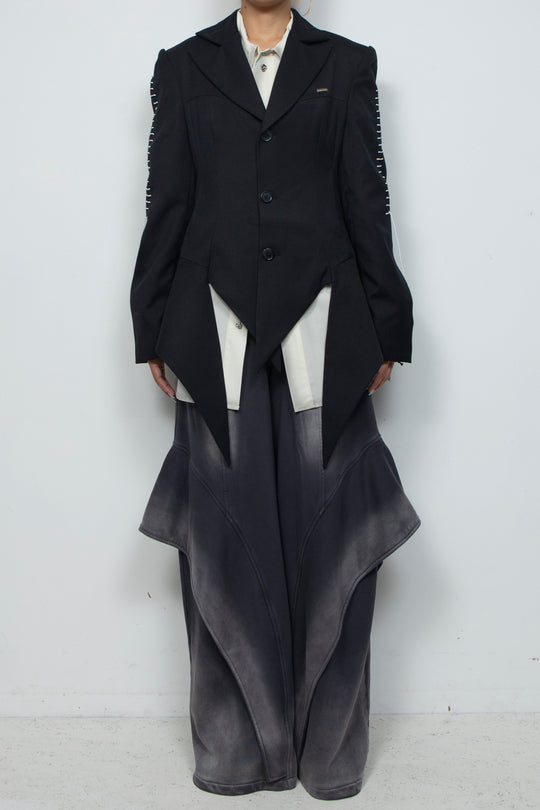 Peaked Flare Layered Jacket BLACK