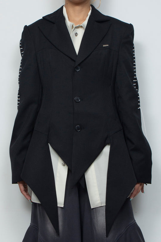 Peaked Flare Layered Jacket BLACK