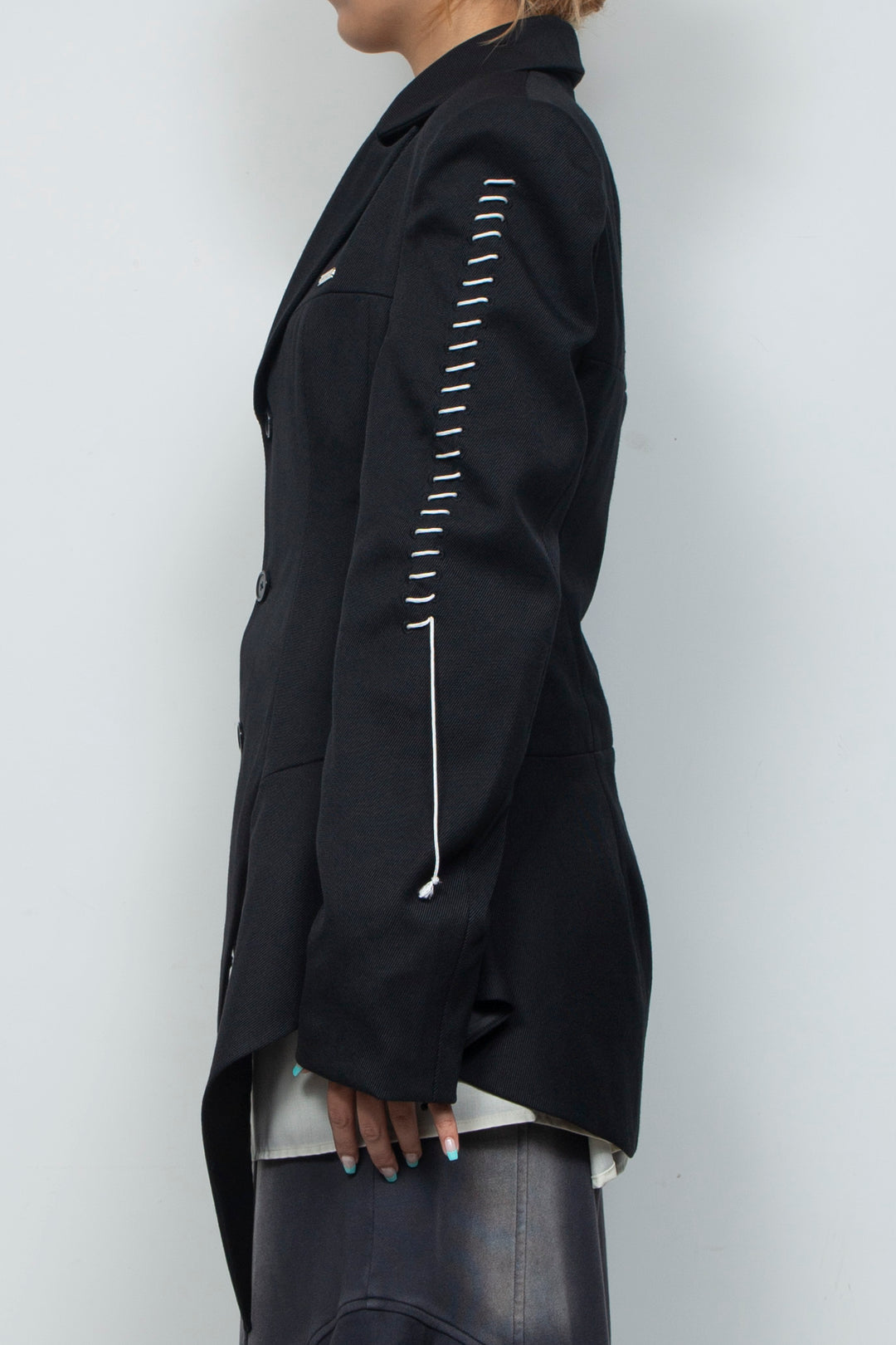 Peaked Flare Layered Jacket BLACK