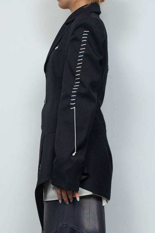 Peaked Flare Layered Jacket BLACK
