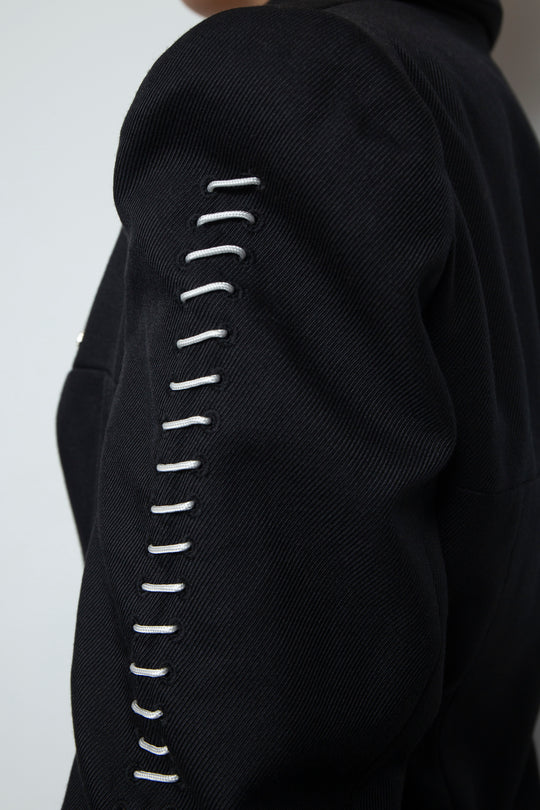 Peaked Flare Layered Jacket BLACK